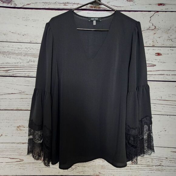 Nine West  Black Long Sleeve Blouse Large NWT - Picture 1 of 4